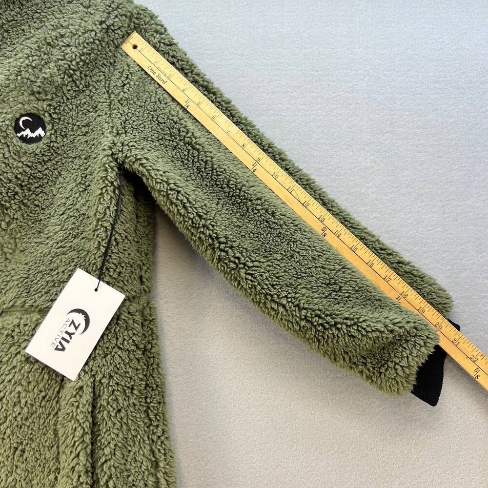 NWT Zyia Active Women's Long Hooded Teddy Jacket Lined Size Small Olive - Picture 4 of 13